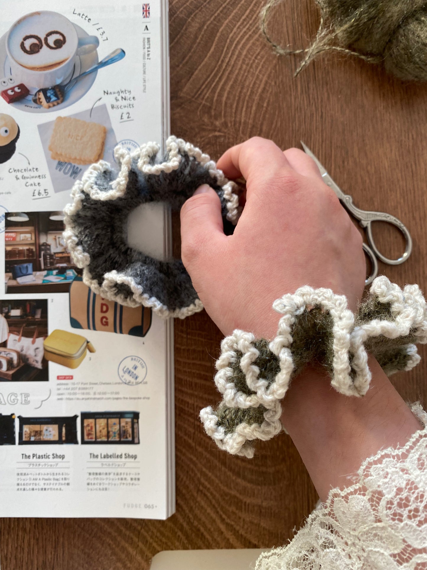 Colorful Mohair Scrunchie with White Trim (2 Colors)