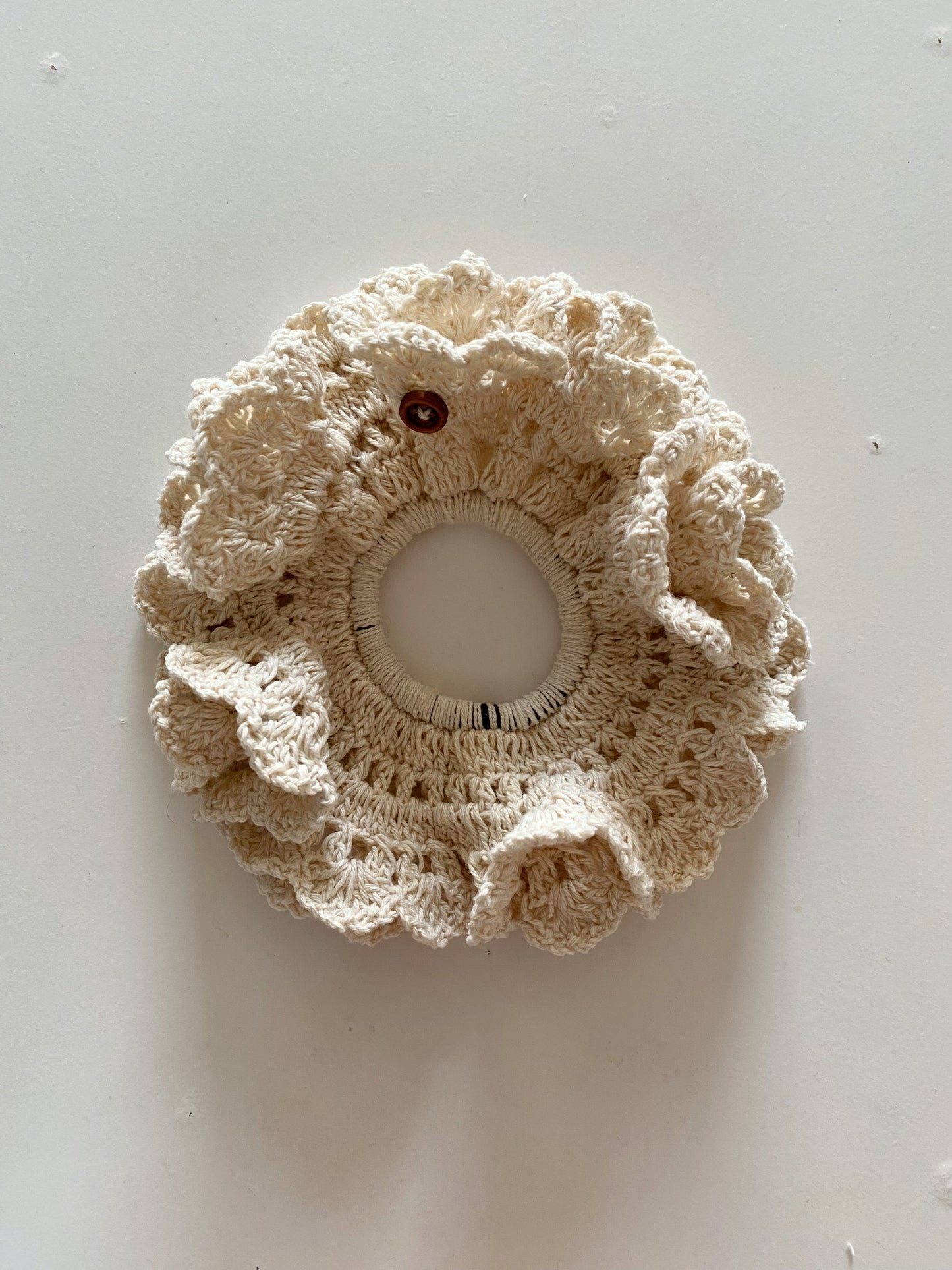Double Layer Crochet Scrunchie with Wooden Button