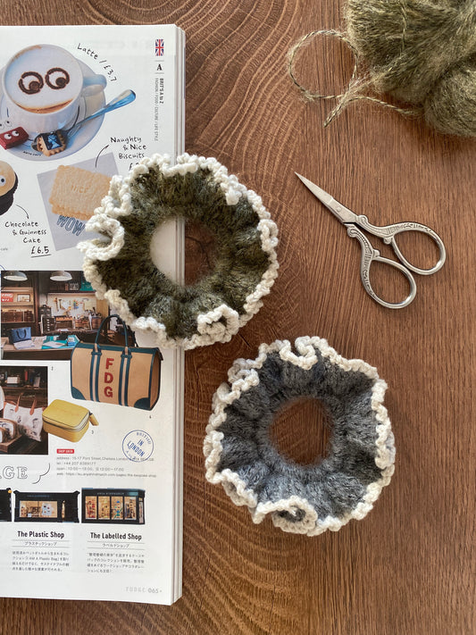 Colorful Mohair Scrunchie with White Trim (2 Colors)