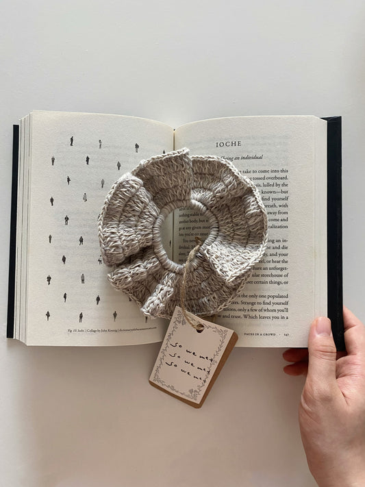 Grey Ruffled Crochet Scrunchies
